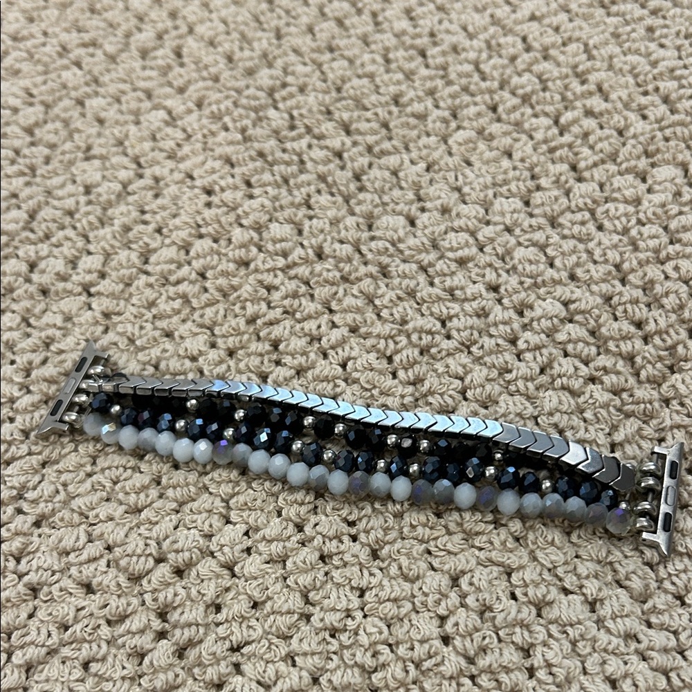 Beaded I watch band Bracelet with Silver Accents
